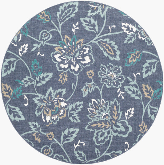 Alfresco ALF-9673 7ft Round Machine Woven Indoor/Outdoor Area Rug