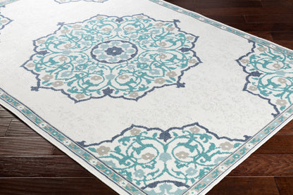 Alfombra decorativa tejida a máquina Alfresco ALF-9677 de 2' x 4' para interiores y exteriores