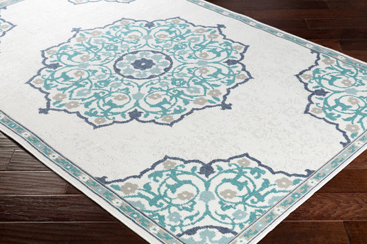 Alfombra decorativa tejida a máquina Alfresco ALF-9677 de 2' x 4' para interiores y exteriores