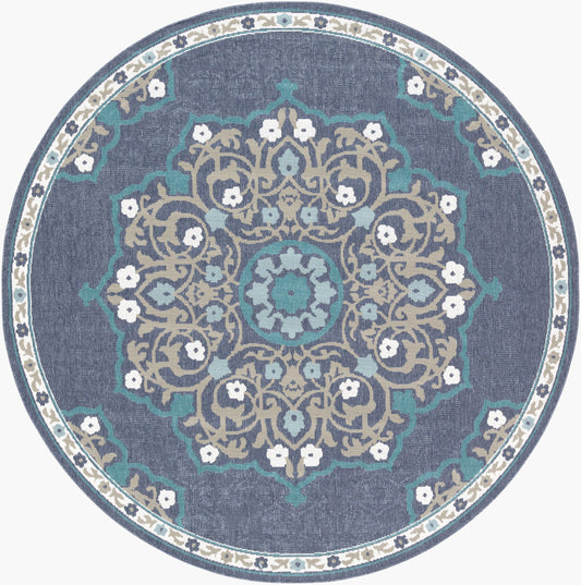Alfresco ALF-9678 5ft Round Machine Woven Indoor/Outdoor Area Rug