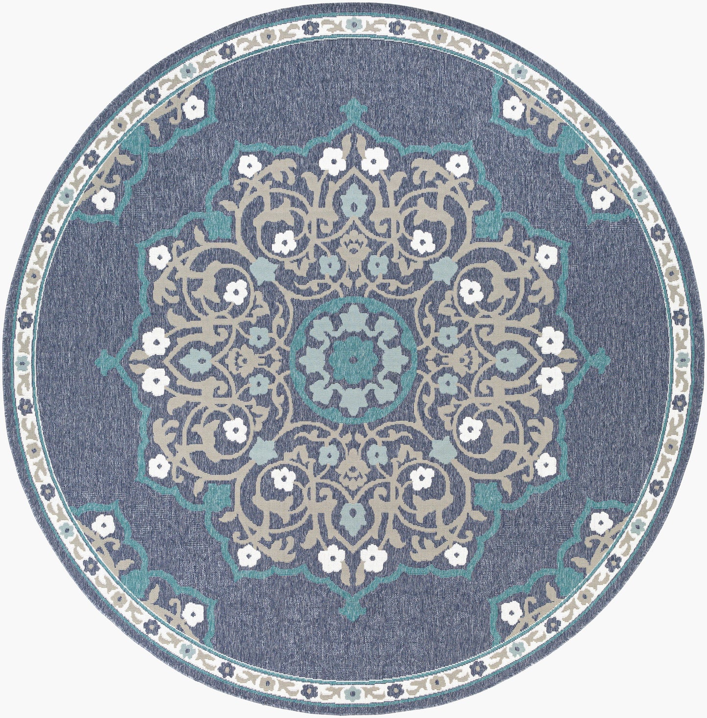 Alfresco ALF-9678 9ft Round Machine Woven Indoor/Outdoor Area Rug