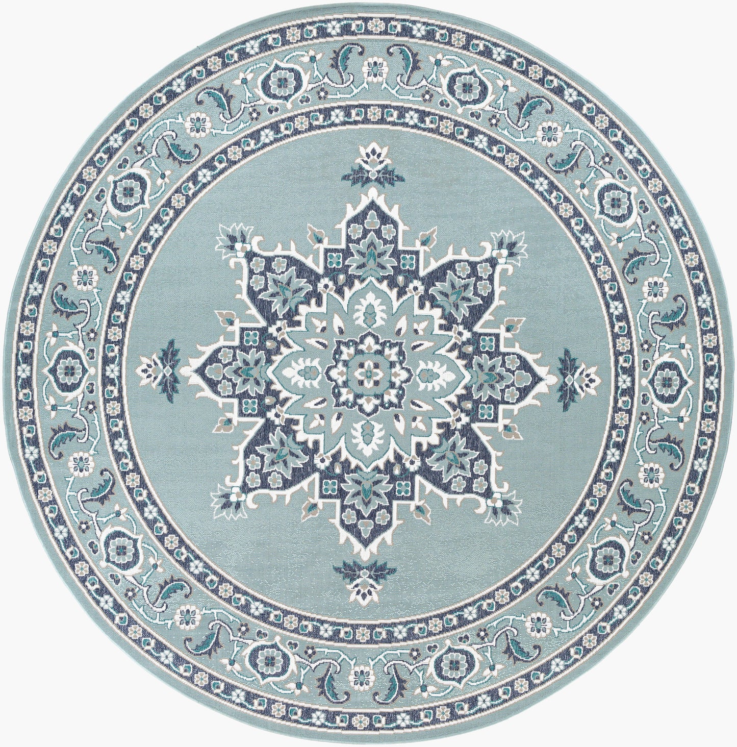 Alfresco ALF-9687 9ft Round Machine Woven Indoor/Outdoor Area Rug