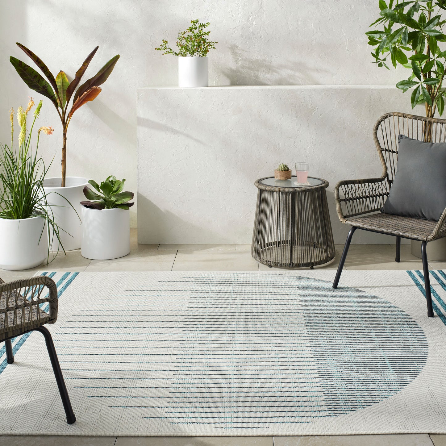 Alfresco ALF-9692 9ft Square Machine Woven Indoor/Outdoor Area Rug