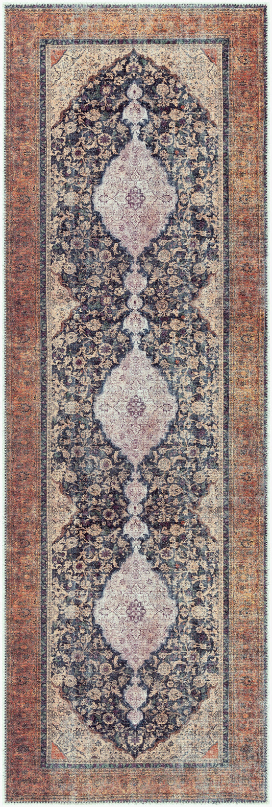Amelie AML-2300 8ft Runner Machine Woven Washable Runner Rug