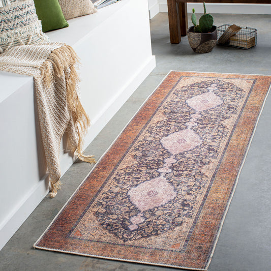 Amelie AML-2300 8ft Runner Machine Woven Washable Runner Rug