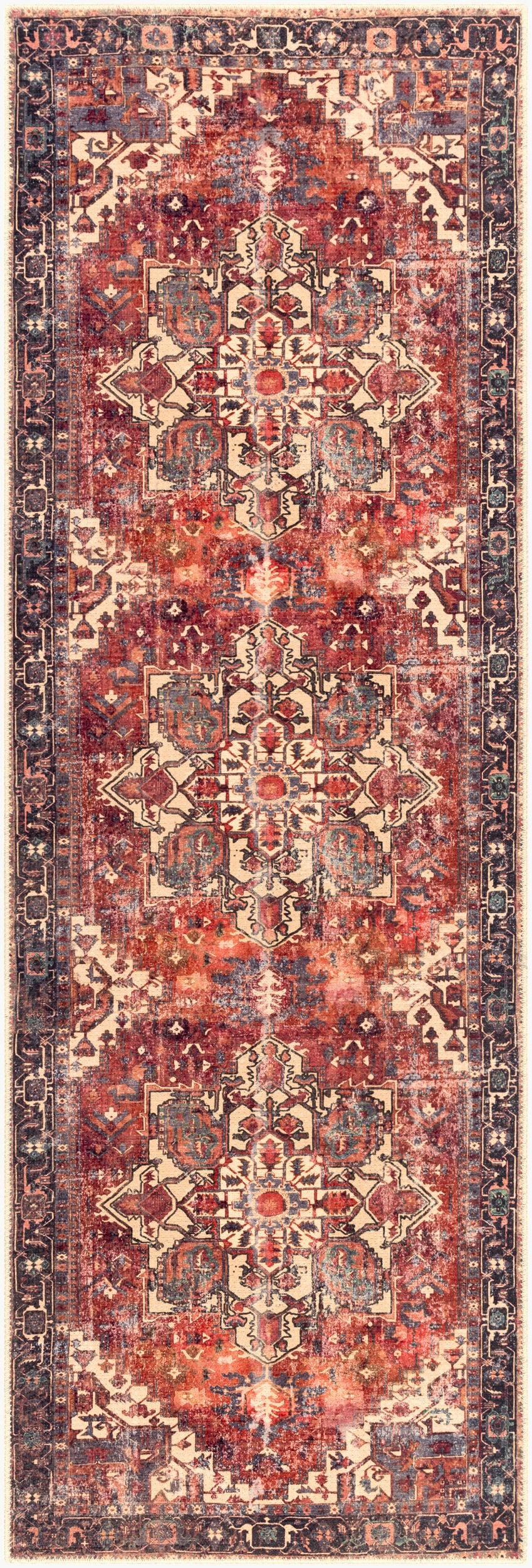 Amelie AML-2308 8ft Runner Machine Woven Washable Runner Rug