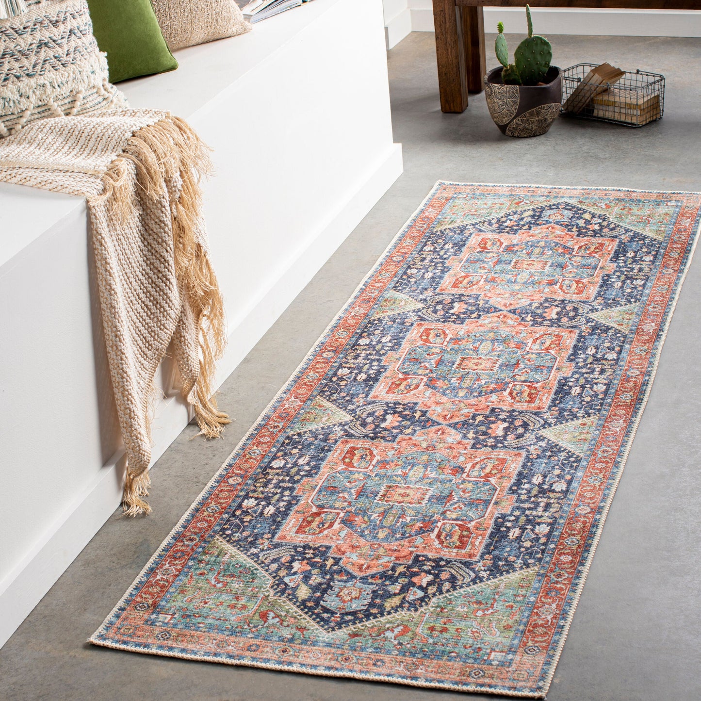 Amelie AML-2311 8ft Runner Machine Woven Washable Runner Rug