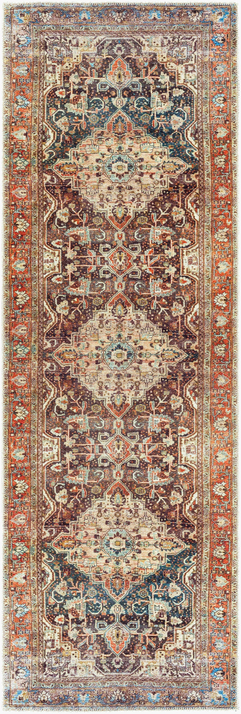 Amelie AML-2343 8ft Runner Machine Woven Washable Runner Rug