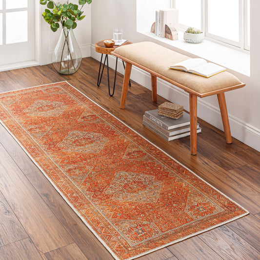 Amelie AML-2351 8ft Runner Machine Woven Washable Runner Rug