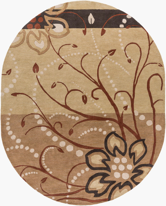 Alfombra ovalada de lana hecha a mano Athena ATH-5006 de 8' x 10'
