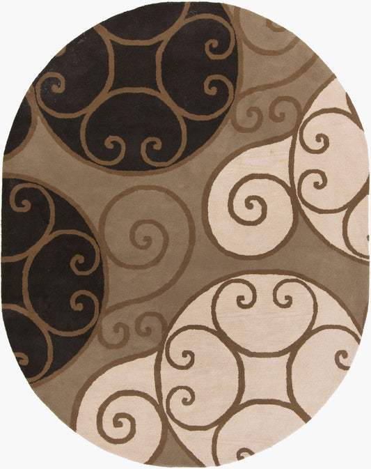 Alfombra ovalada de lana hecha a mano Athena ATH-5111 de 8' x 10'
