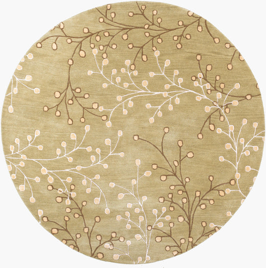 Alfombra decorativa de lana redonda de 1,2 m (4 pies) hecha a mano Athena ATH-5113