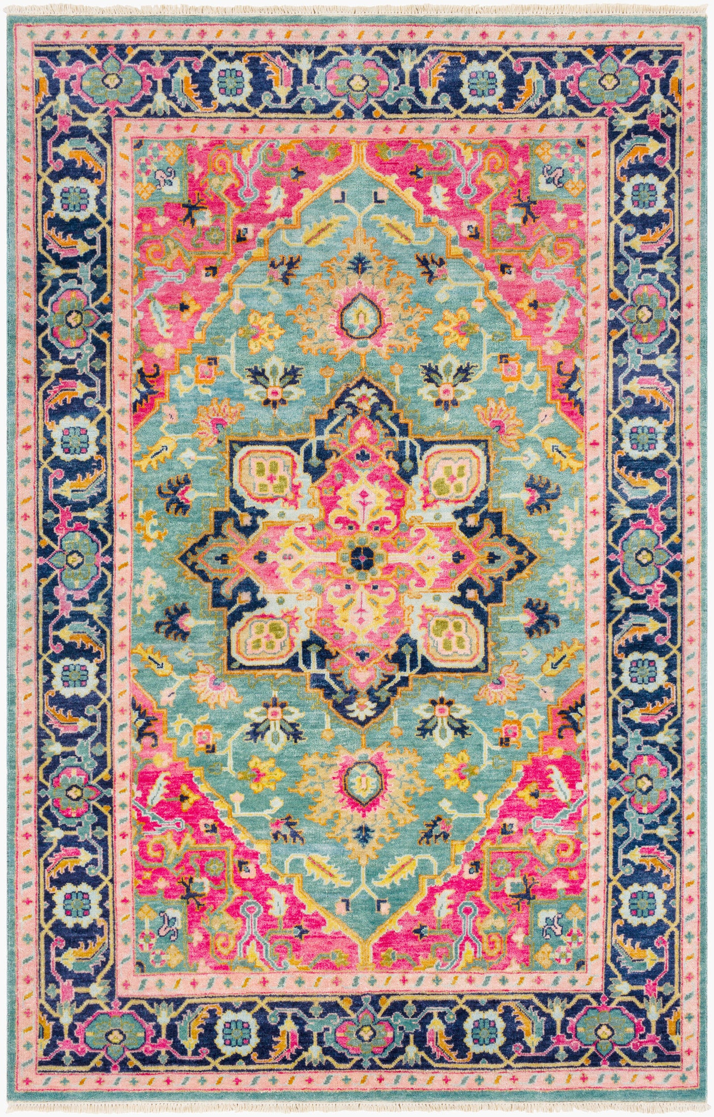 Alfombra decorativa de lana antigua ATQ-1015 de 2' x 3' hecha a mano