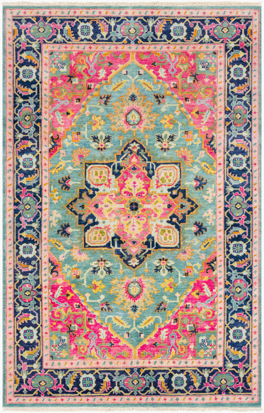 Alfombra decorativa de lana antigua ATQ-1015 de 2' x 3' hecha a mano