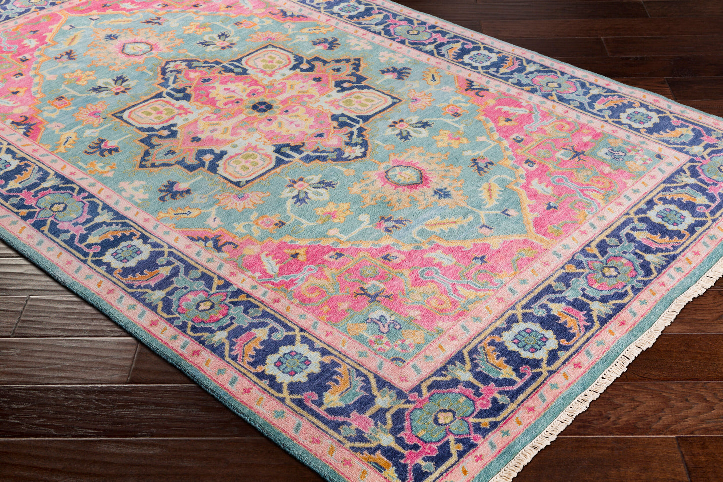 Alfombra decorativa de lana antigua ATQ-1015 de 2' x 3' hecha a mano