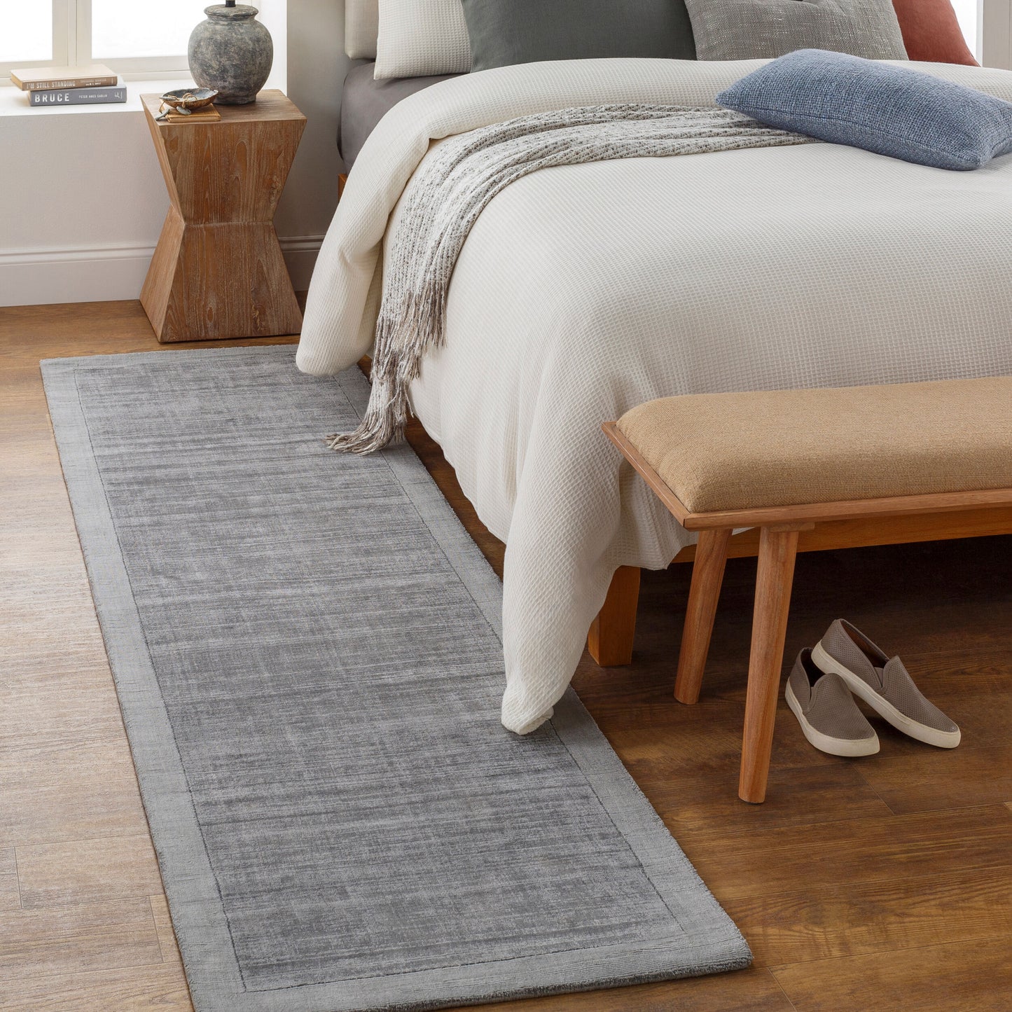 Silk Route AWSR-4034 8ft Runner Handmade Faux Silk Runner Rug