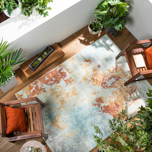 Alfombra tejida a máquina para interior y exterior Bodrum BDM-2303 de 2,13 m x 2,74 m