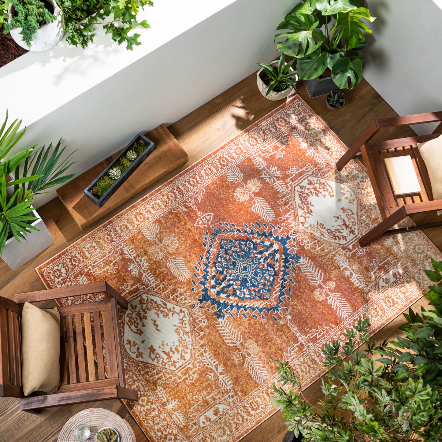 Alfombra tejida a máquina para interior y exterior Bodrum BDM-2318 de 2,7 x 3,6 m