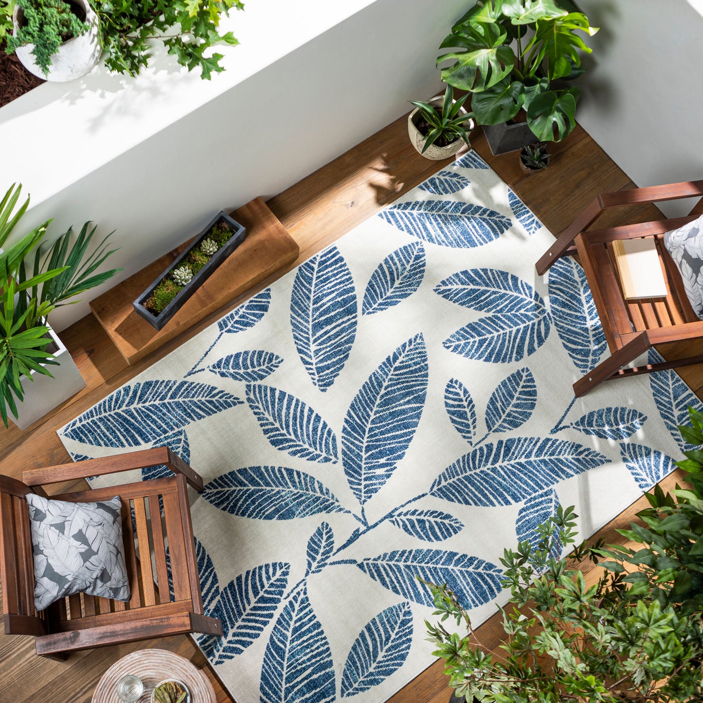 Alfombra tejida a máquina para interior y exterior Bodrum BDM-2321 de 2,7 x 3,6 m