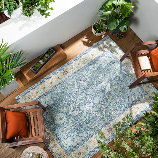 Alfombra tejida a máquina para interior y exterior Bodrum BDM-2335 de 2,7 x 3,6 m