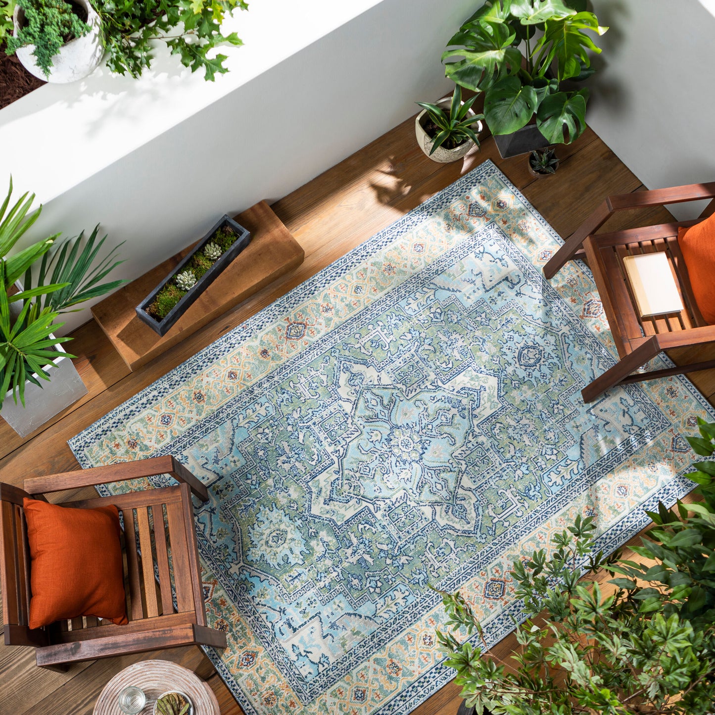 Alfombra tejida a máquina para interior y exterior Bodrum BDM-2335 de 2,44 m x 3,05 m