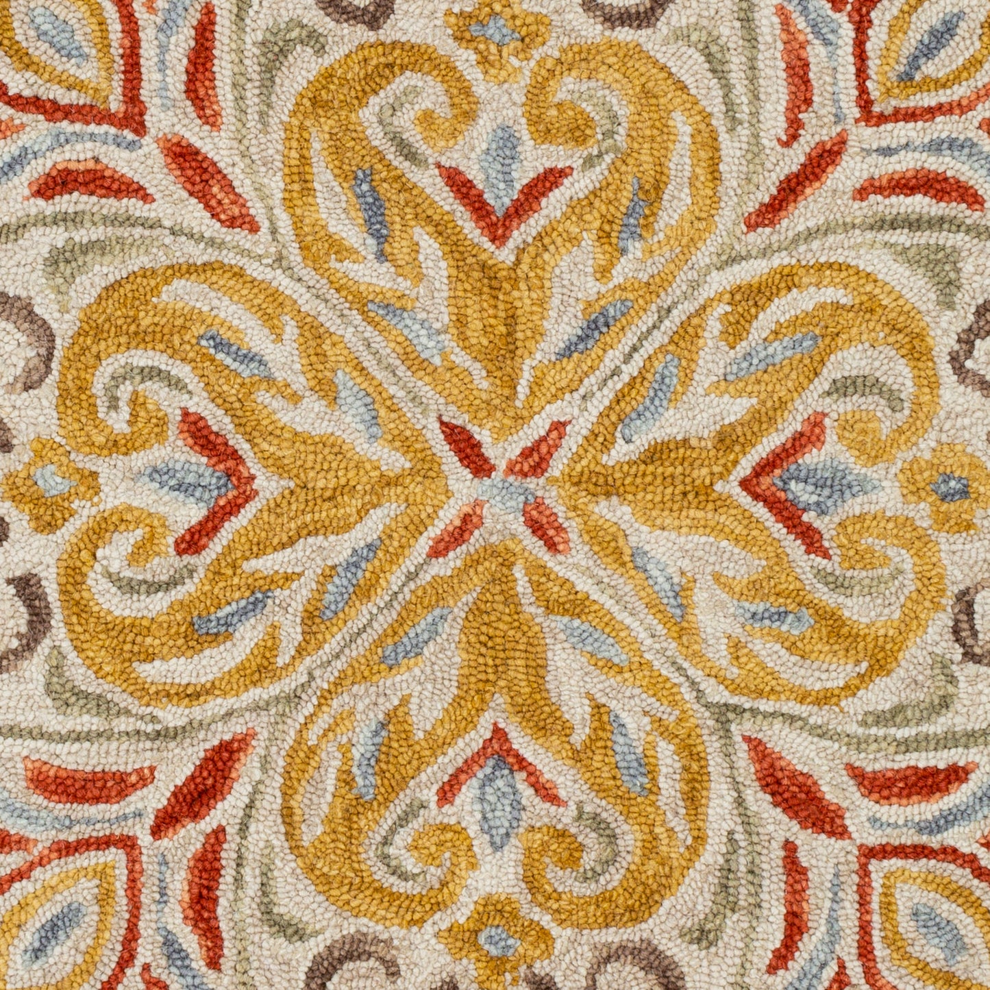 Alfombra decorativa de lana Bonifate BFT-1023, redonda, de 90 cm, hecha a mano