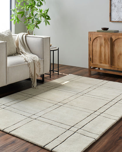 Alfombra decorativa de lana hecha a mano Brook BKO-2356 de 2' x 3'