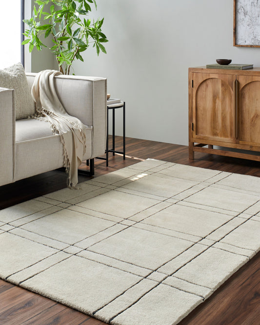 Alfombra decorativa de lana hecha a mano Brook BKO-2356 de 2' x 3'