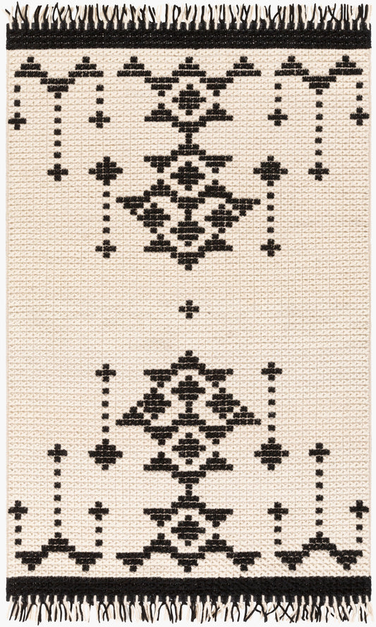 Alfombra decorativa de lana hecha a mano Beni Ourain BON-2302 de 2' x 3'