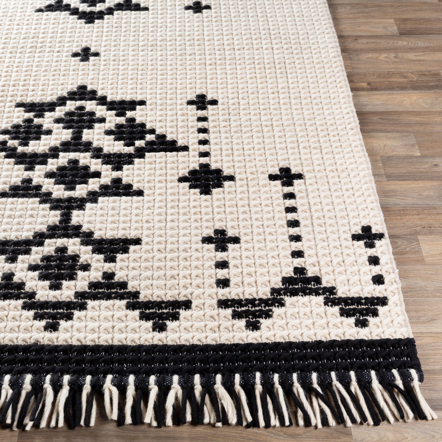 Alfombra decorativa de lana hecha a mano Beni Ourain BON-2302 de 2' x 3'