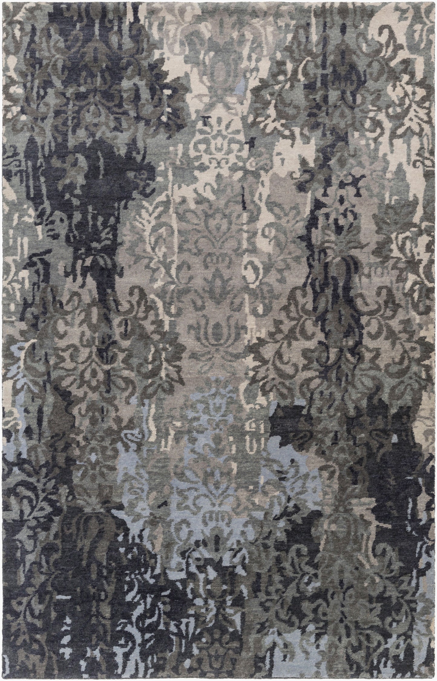 Alfombra de lana hecha a mano Brocade BRC-1010 de 1,52 m x 2,44 m