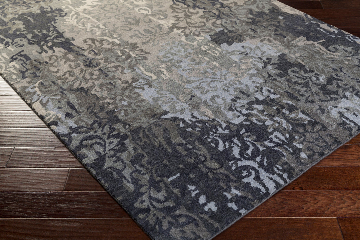 Alfombra de lana hecha a mano Brocade BRC-1010 de 1,52 m x 2,44 m