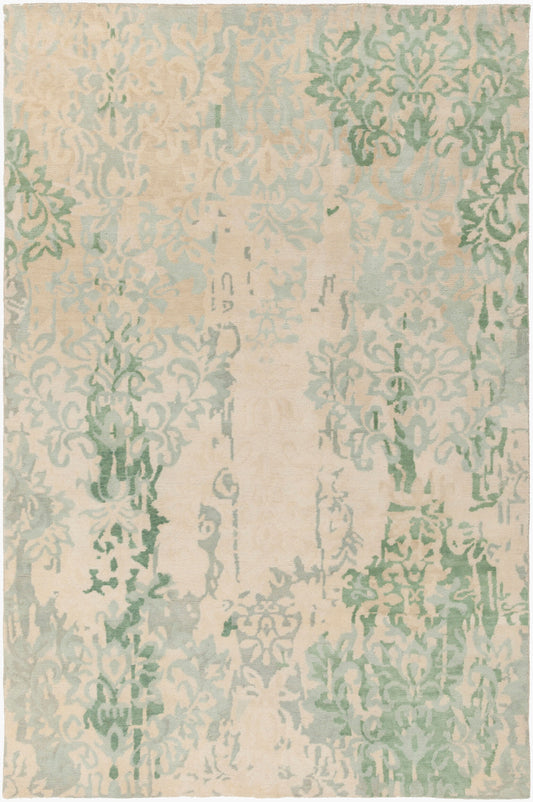 Alfombra de lana hecha a mano Brocade BRC-1012 de 1,52 m x 2,44 m