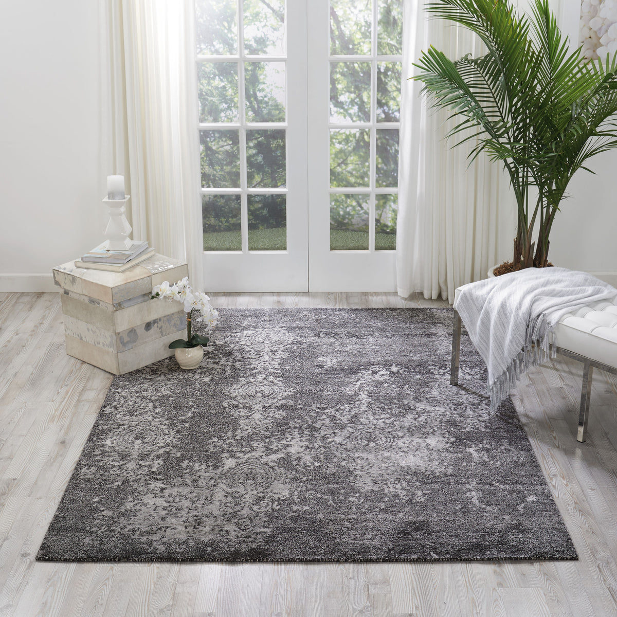 Silk Shadows SHA14 Graphite Knotted Rug