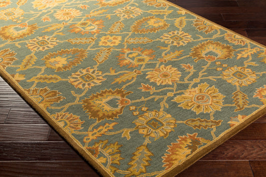 Alfombra decorativa de lana hecha a mano Caesar CAE-1186 de 2' x 4' con diseño de hogar