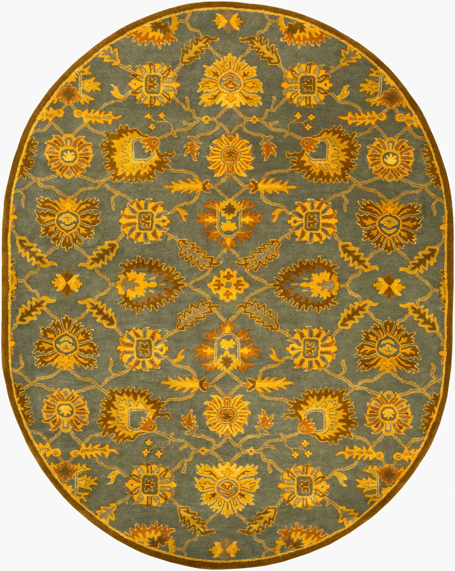 Alfombra ovalada de lana hecha a mano Caesar CAE-1186 de 8' x 10'