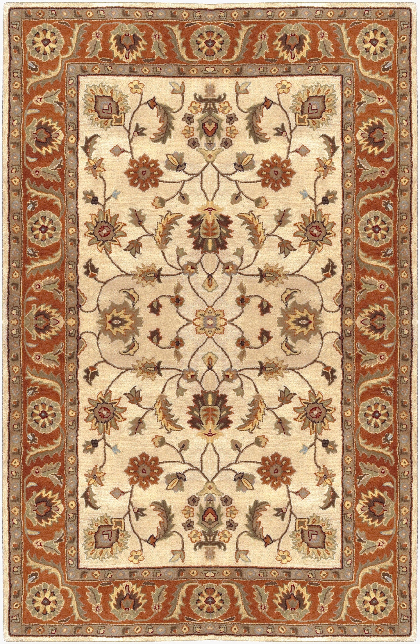 Alfombra de lana hecha a mano Crowne CRN-6004 de 1,52 m x 2,44 m