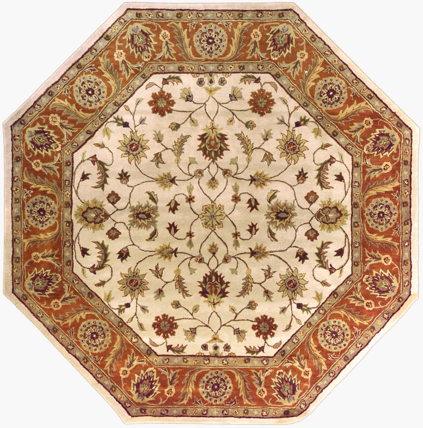 Alfombra de lana hecha a mano, octagonal, de 2,4 m, Crowne CRN-6004