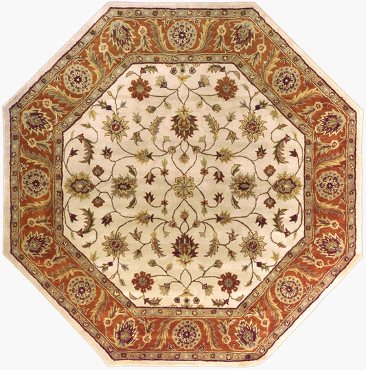 Alfombra de lana hecha a mano, octagonal, de 2,4 m, Crowne CRN-6004