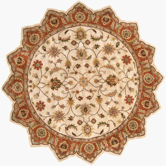 Alfombra de lana hecha a mano, octagonal, de 2,4 m, Crowne CRN-6004