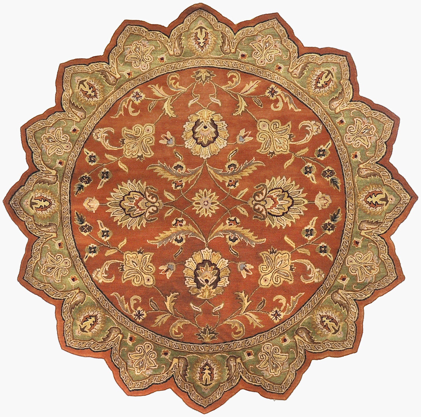 Alfombra octagonal de lana hecha a mano Crowne CRN-6019 de 2,4 m