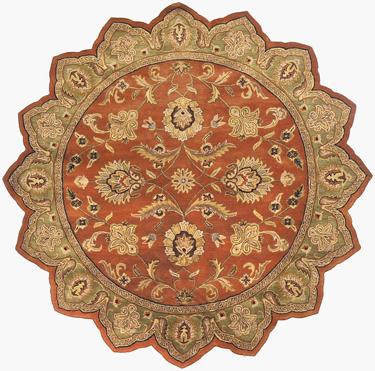Alfombra octagonal de lana hecha a mano Crowne CRN-6019 de 2,4 m