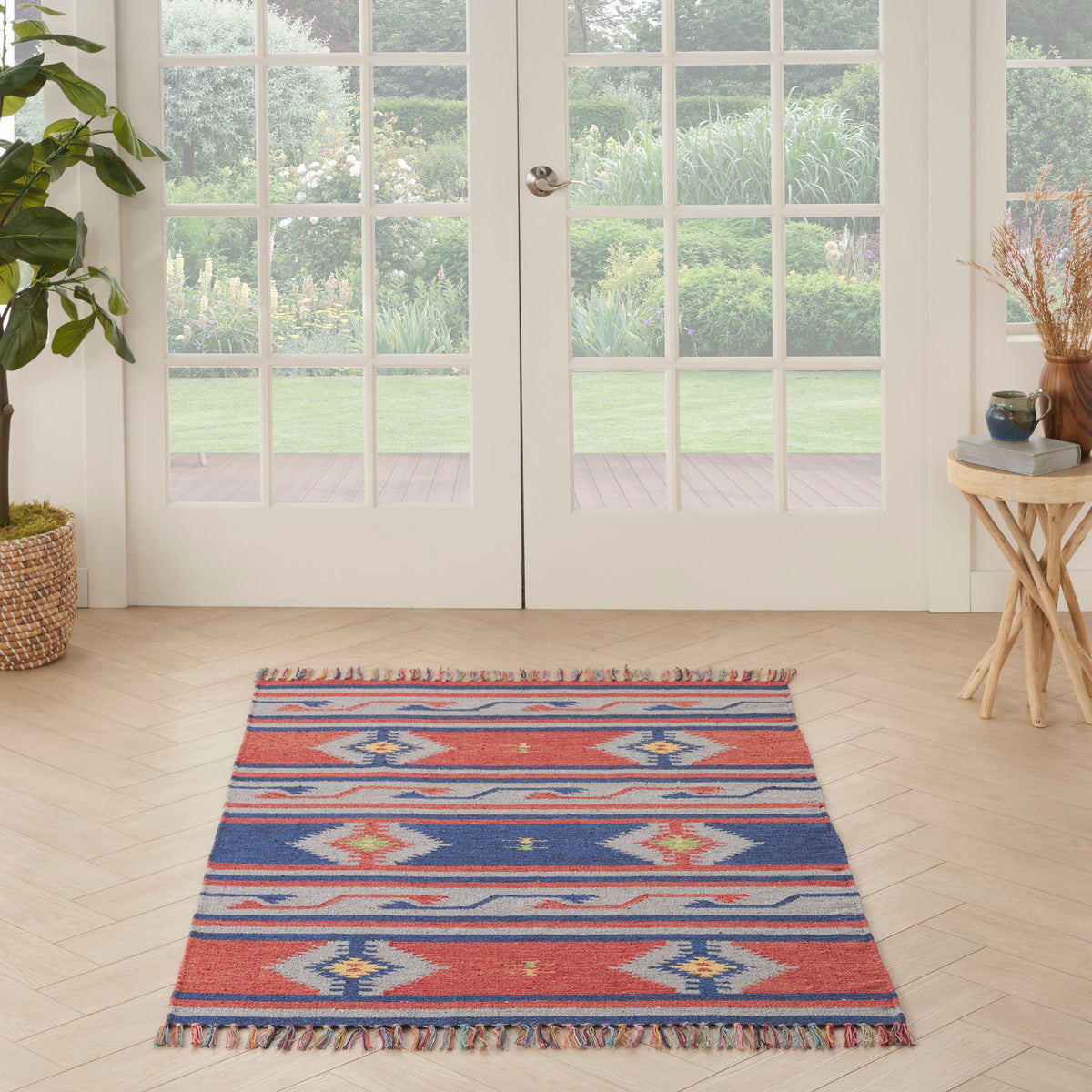 Baja BAJ03 Blue Red Woven Rug