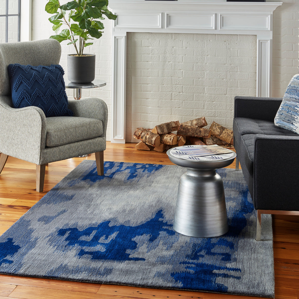 Symmetry SMM10 Grey Blue Tufted Rug