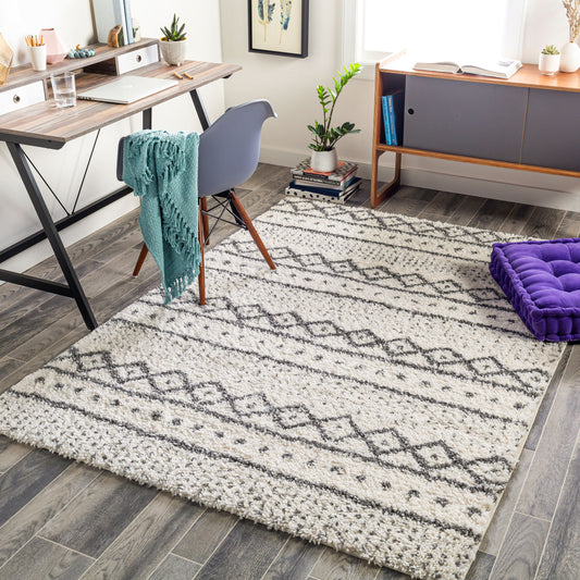 Alfombra decorativa tejida a máquina Deluxe Shag DXS-2319 de 2' x 3'