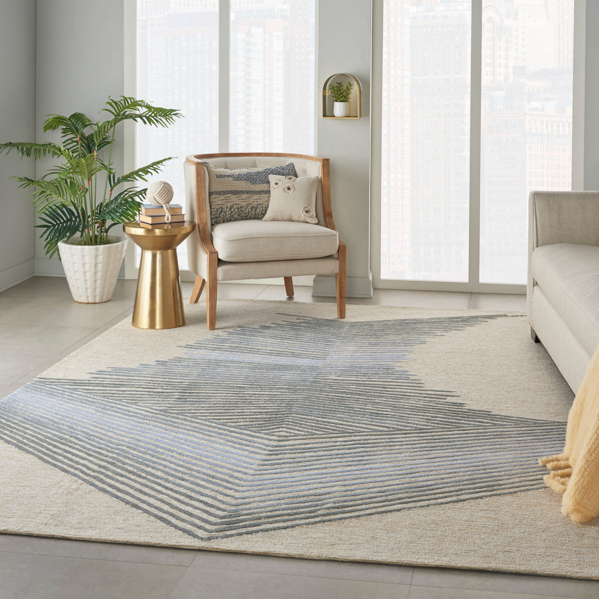Symmetry SMM06 Ivory/Grey Tufted Rug