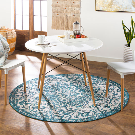 Eagean EAG-2378 8ft Round Machine Woven Indoor/Outdoor Area Rug