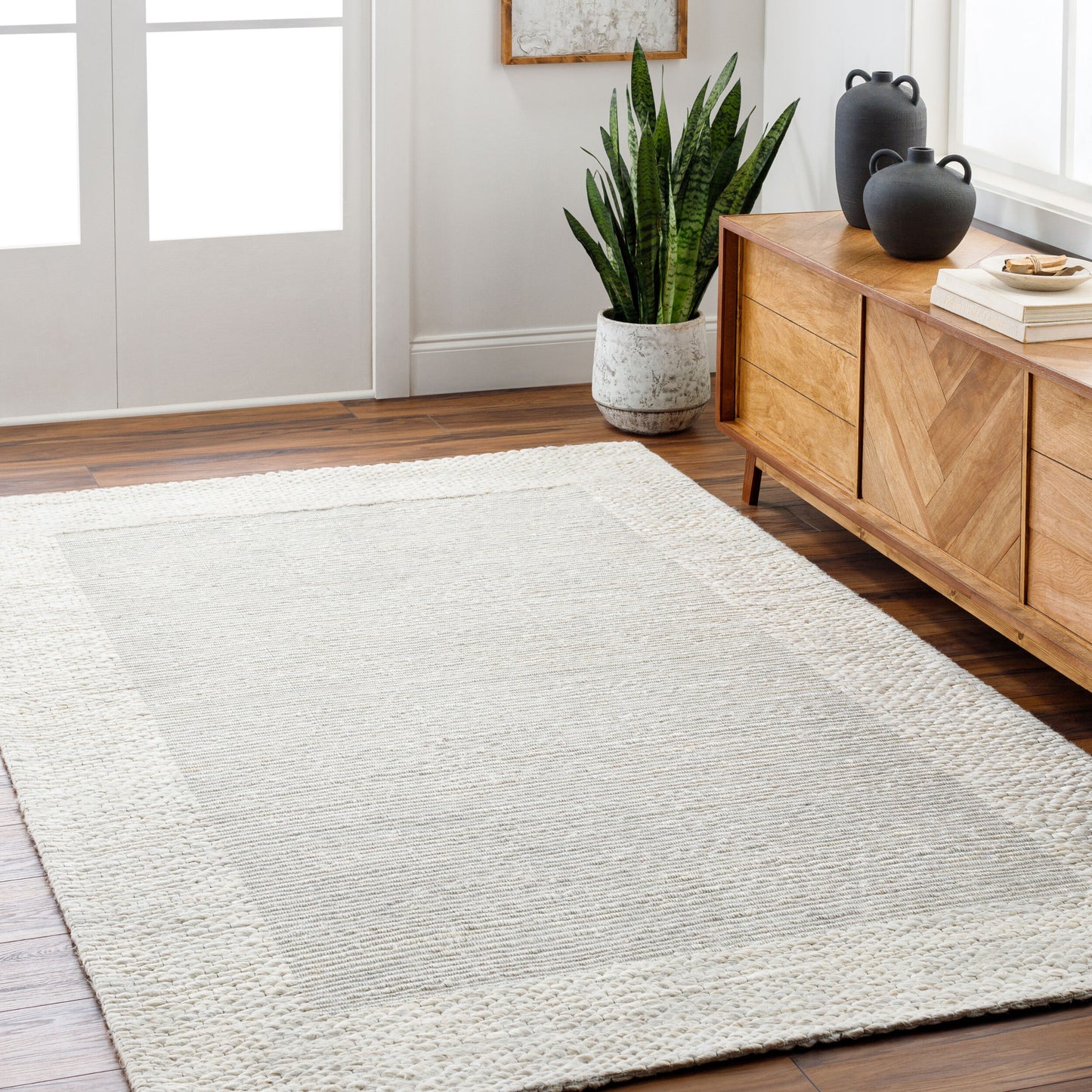 Edirne EDE-2300 Alfombra decorativa de yute hecha a mano de 2' x 3'