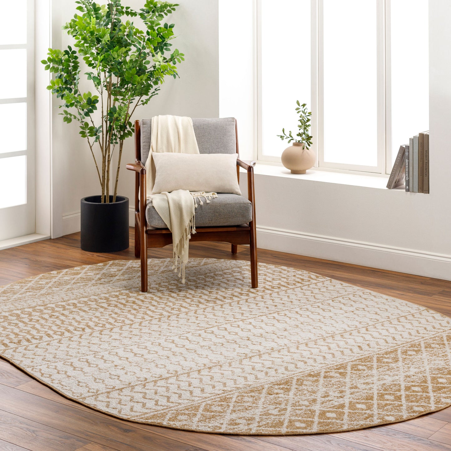Elaziz ELZ-2367 4' x 6' Oval Machine Woven Area Rug