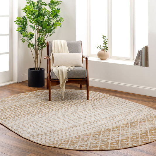 Elaziz ELZ-2367 4' x 6' Oval Machine Woven Area Rug